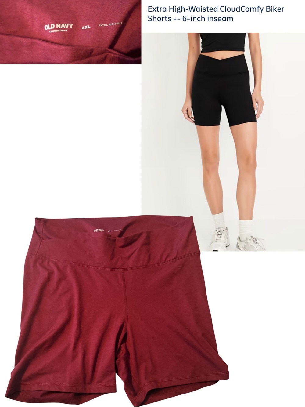 Old Navy Extra High-Waisted Biker Shorts in Burgundy